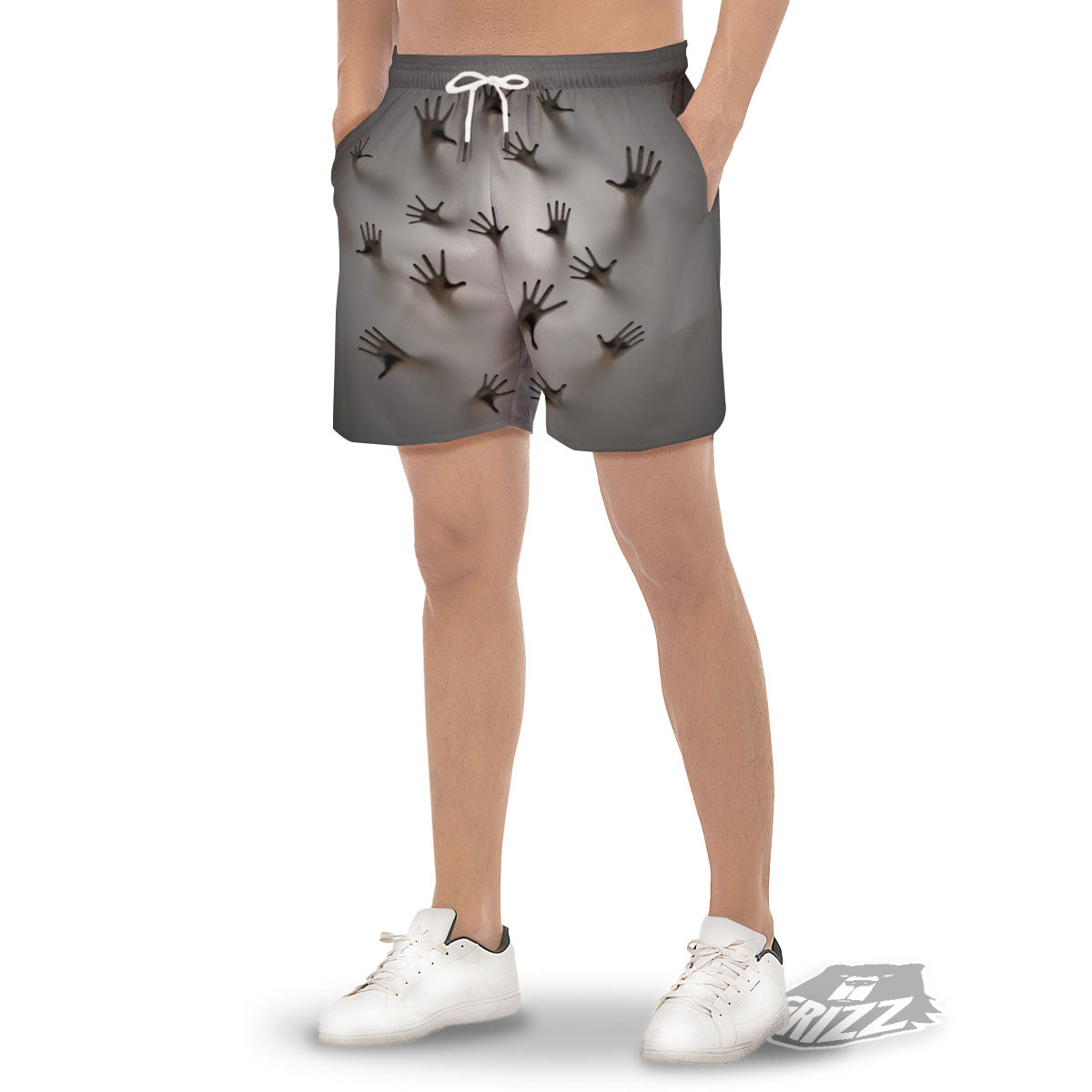 3D Scary Ghost Print Men's Gym Shorts-grizzshop
