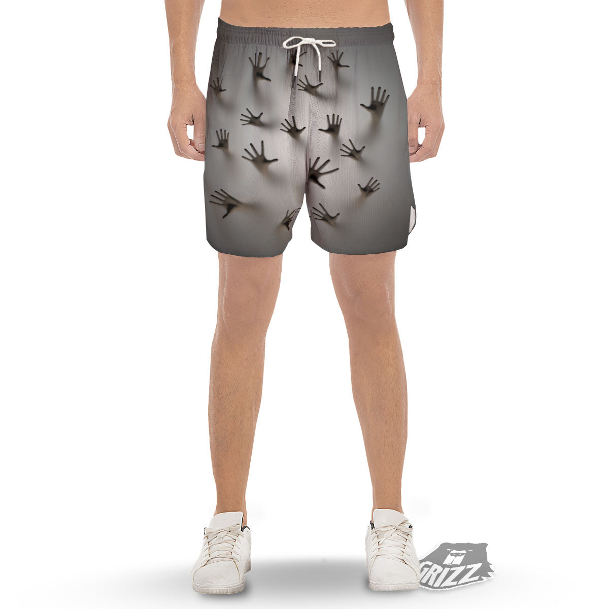 3D Scary Ghost Print Men's Gym Shorts-grizzshop