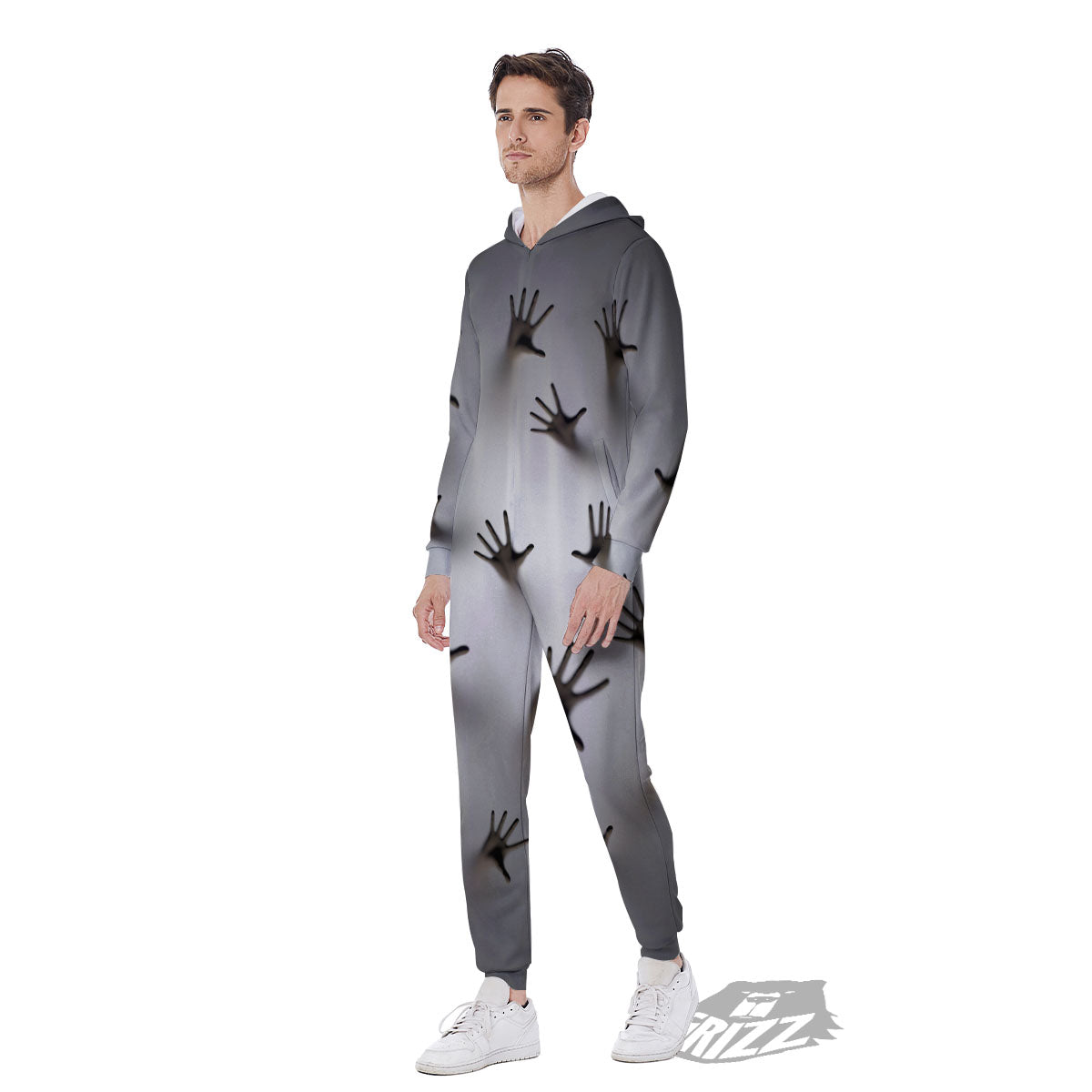 3D Scary Ghost Print Men's Jumpsuit-grizzshop
