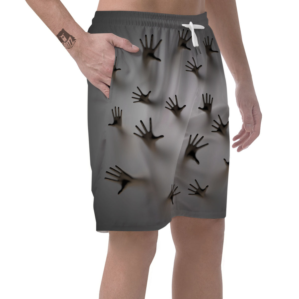 3D Scary Ghost Print Men's Shorts-grizzshop