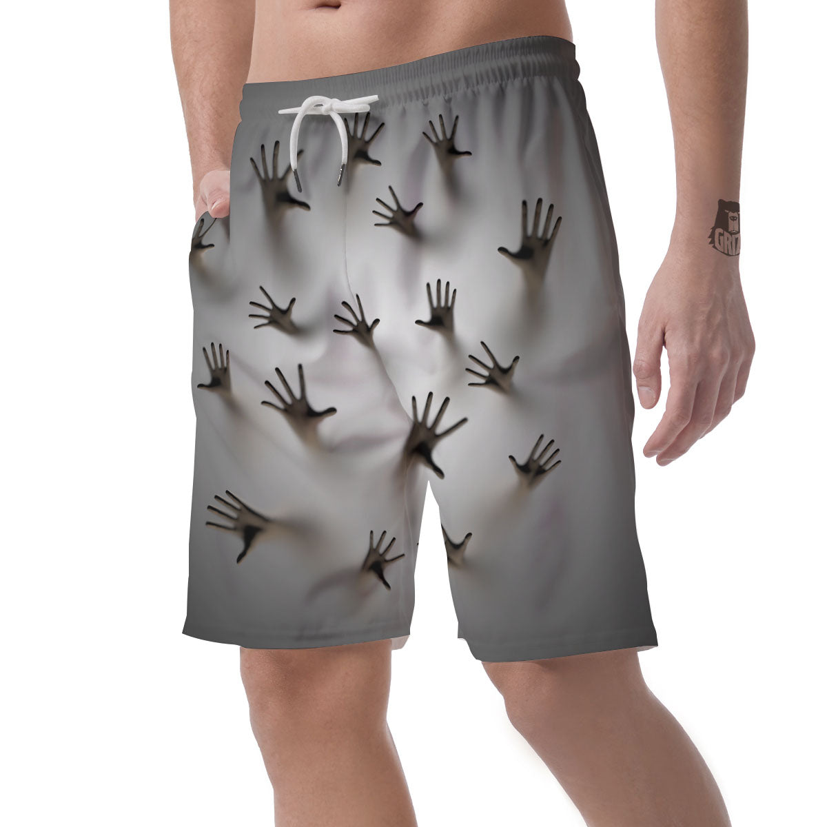 3D Scary Ghost Print Men's Shorts-grizzshop