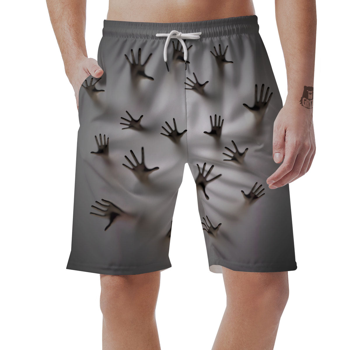 3D Scary Ghost Print Men's Shorts-grizzshop
