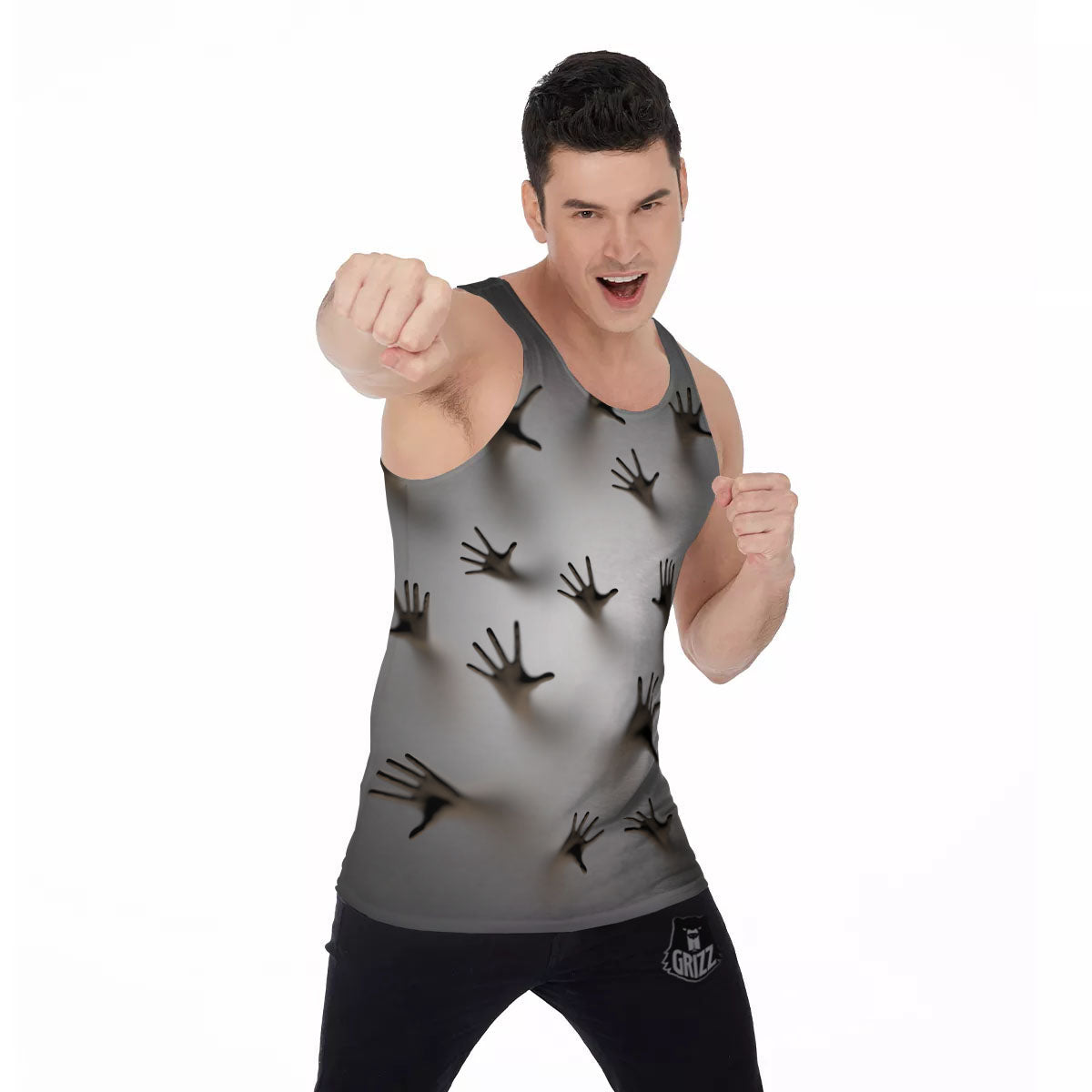 3D Scary Ghost Print Men's Tank Top-grizzshop