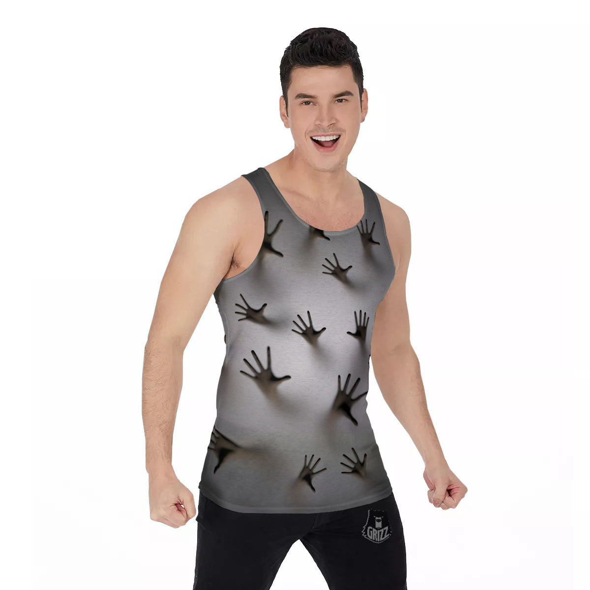 3D Scary Ghost Print Men's Tank Top-grizzshop