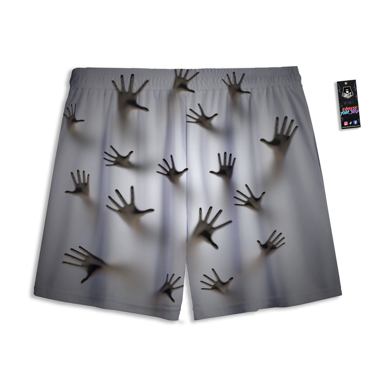 3D Scary Ghost Print Mesh Shorts