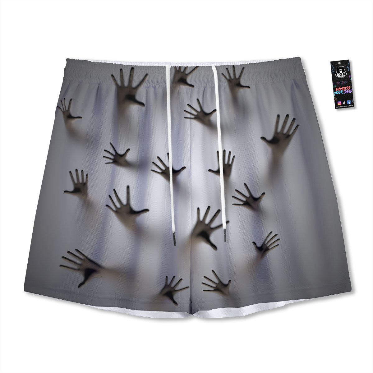 3D Scary Ghost Print Mesh Shorts