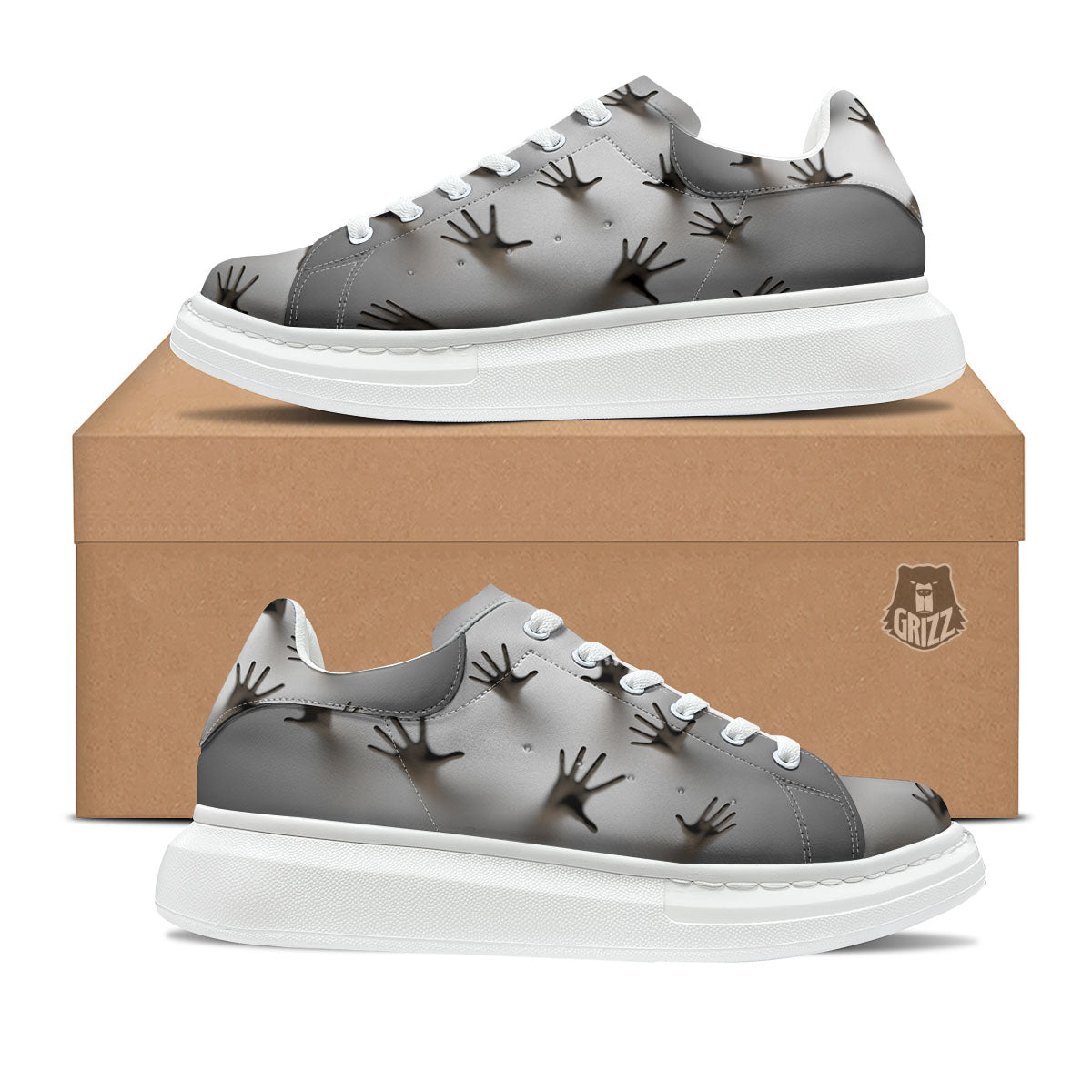 3D Scary Ghost Print Platform Shoes-grizzshop