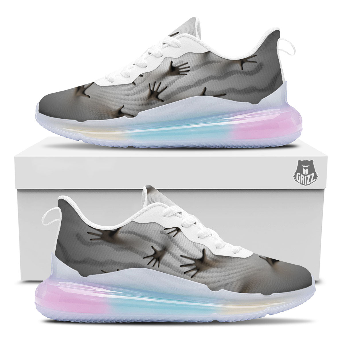 3D Scary Ghost Print Running Sneakers-grizzshop
