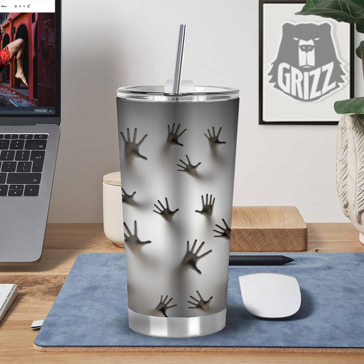 3D Scary Ghost Print Tumbler-grizzshop