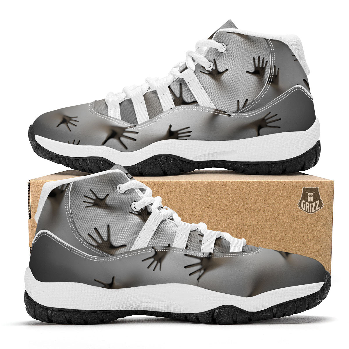 3D Scary Ghost Print White Bball Shoes-grizzshop