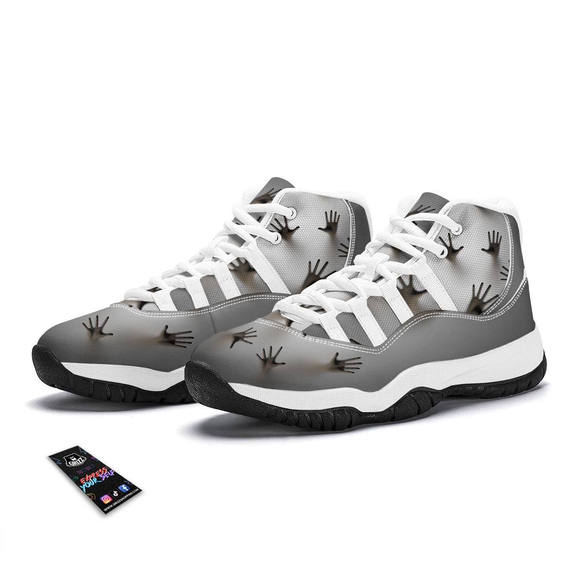 3D Scary Ghost Print White Bball Shoes-grizzshop