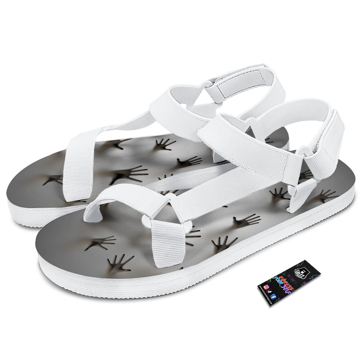 3D Scary Ghost Print White Open Toe Sandals-grizzshop