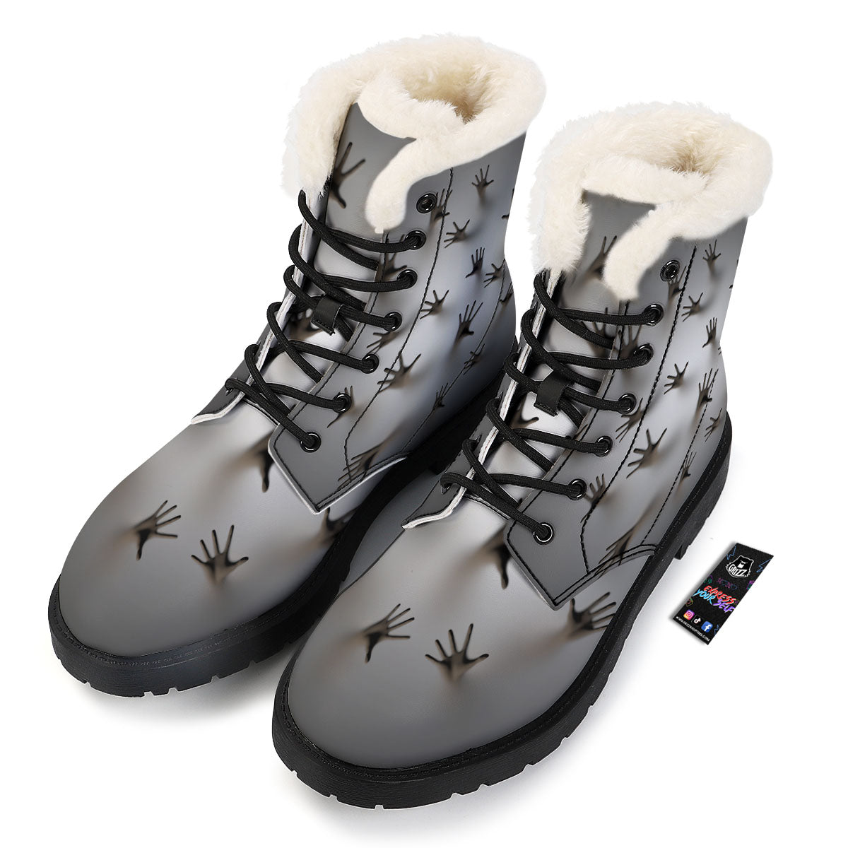 3D Scary Ghost Print Winter Boots-grizzshop