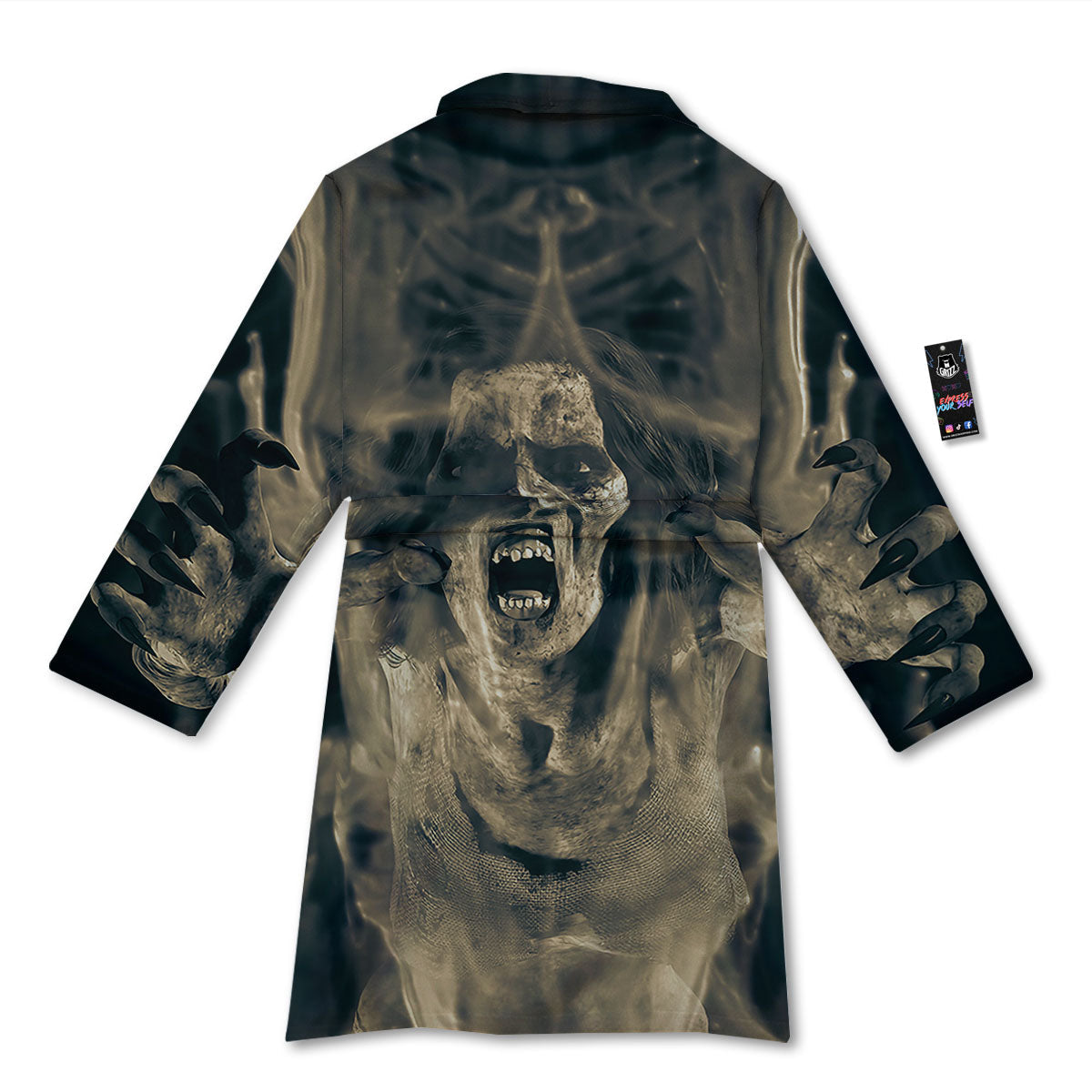 3D Screaming Ghost Horror Print Bathrobe-grizzshop