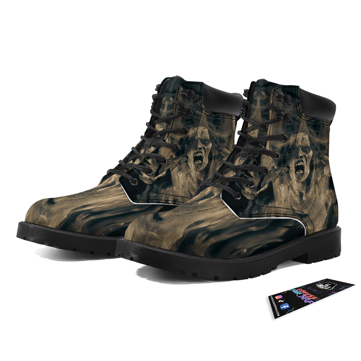 3D Screaming Ghost Horror Print Boots-grizzshop