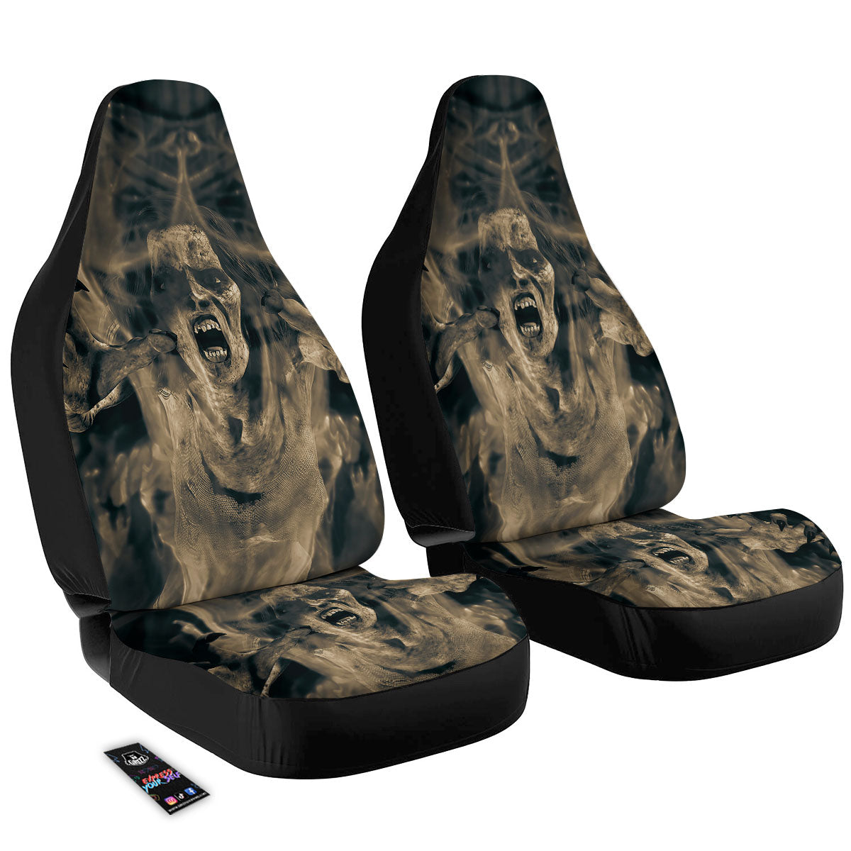 3D Screaming Ghost Horror Print Car Seat Covers-grizzshop
