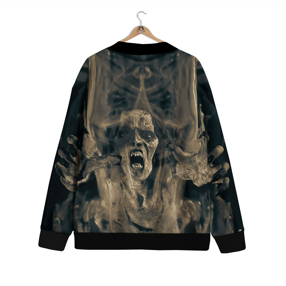 3D Screaming Ghost Horror Print Cardigan-grizzshop