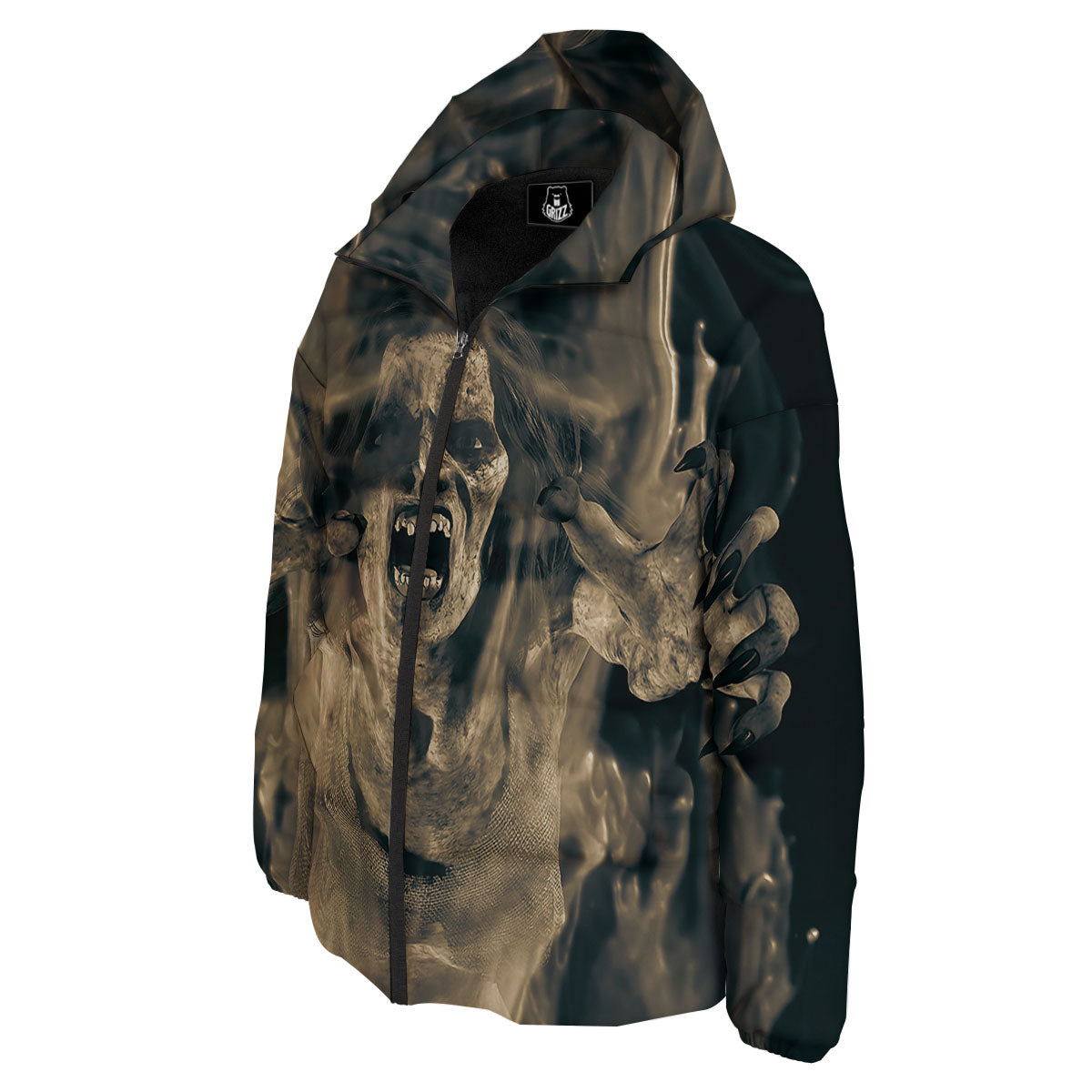 3D Screaming Ghost Horror Print Down Jacket-grizzshop