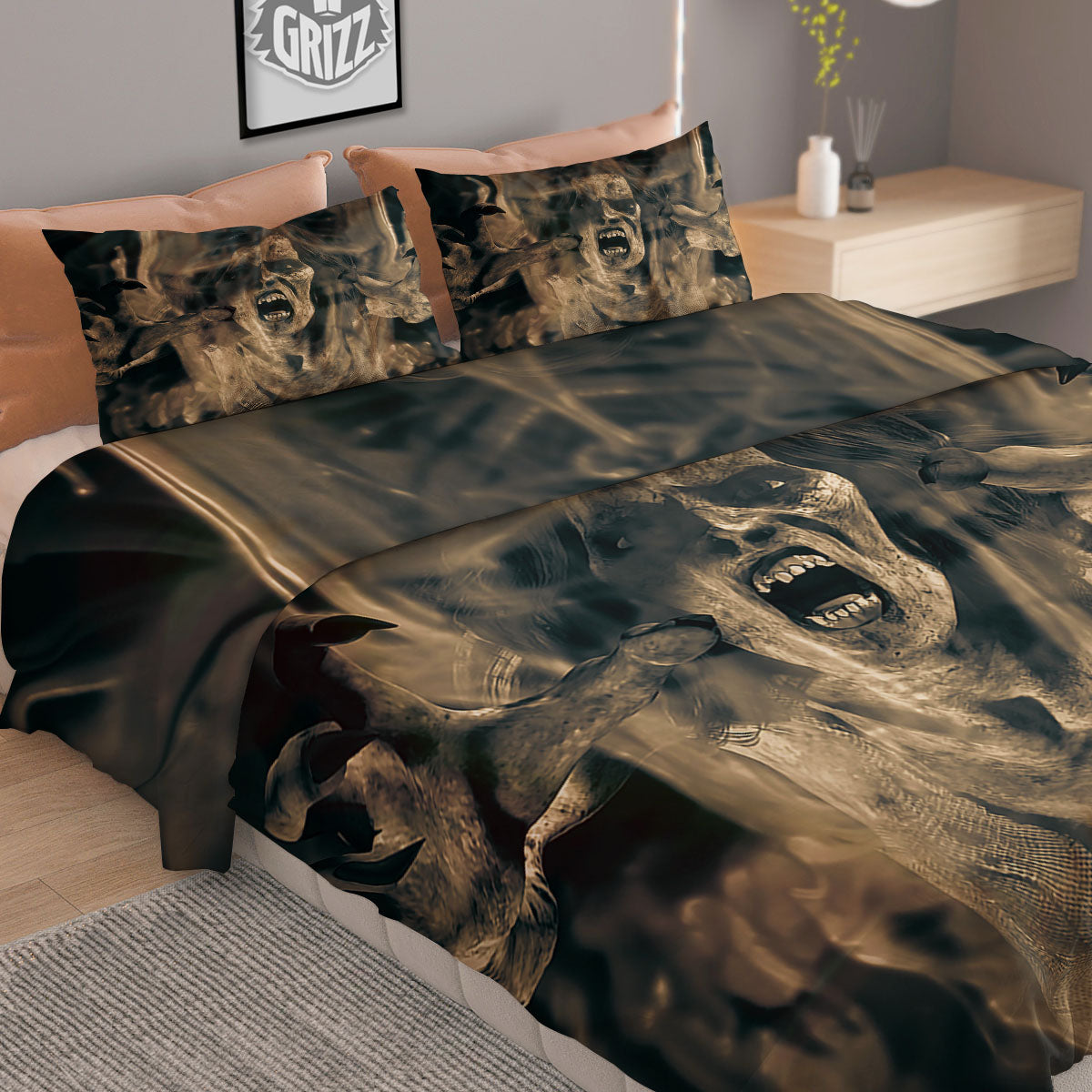 Acid Melt Green And Turquoise Print Duvet Cover Bedding Set