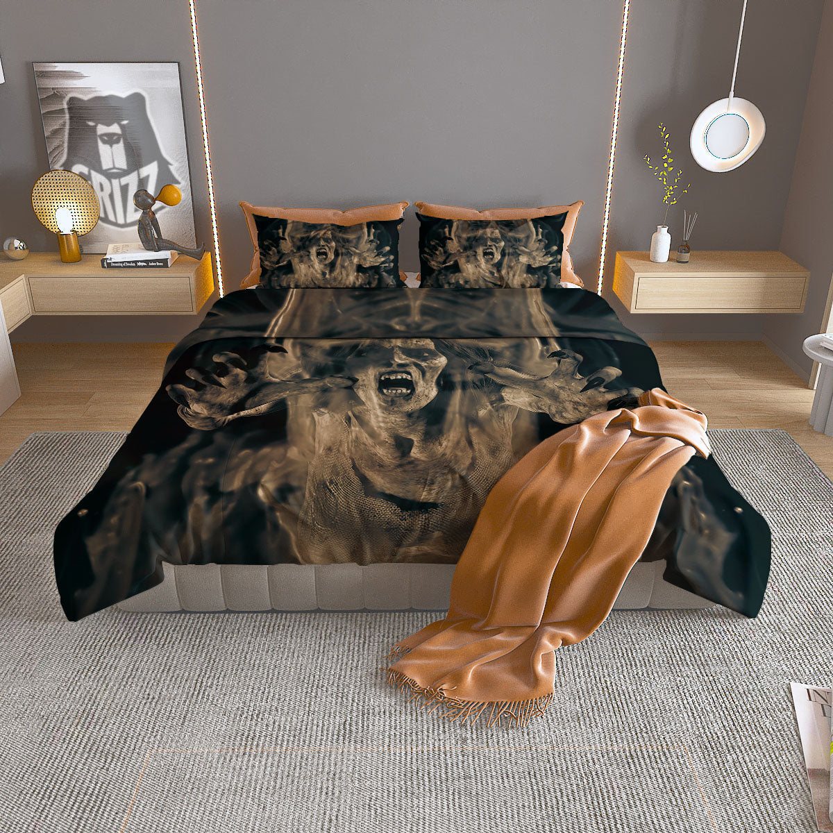 Acid Melt Green And Turquoise Print Duvet Cover Bedding Set