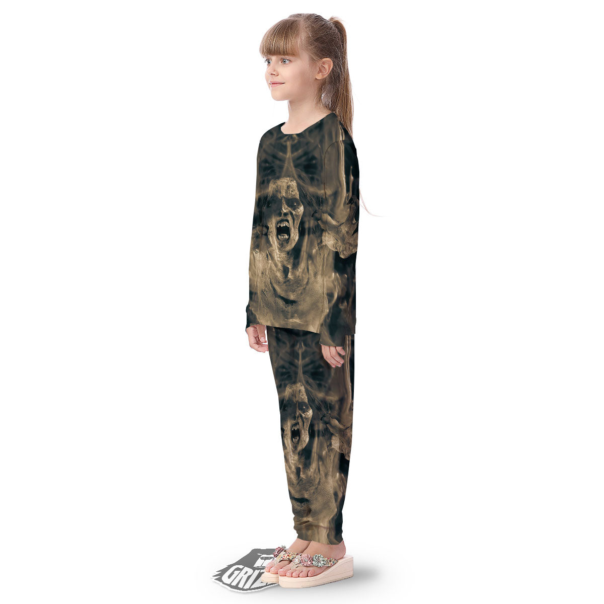 3D Screaming Ghost Horror Print Kid's Pajamas-grizzshop