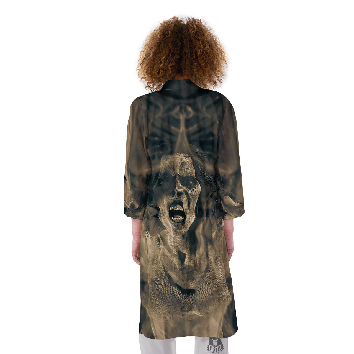 3D Screaming Ghost Horror Print Kimono-grizzshop