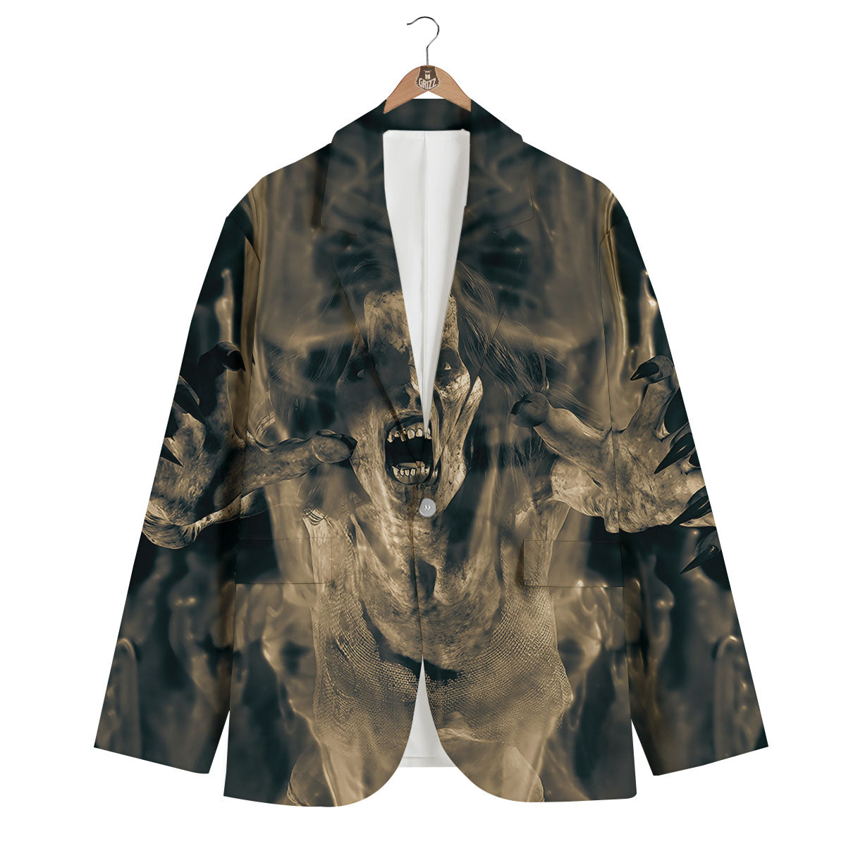 3D Screaming Ghost Horror Print Men's Blazer-grizzshop