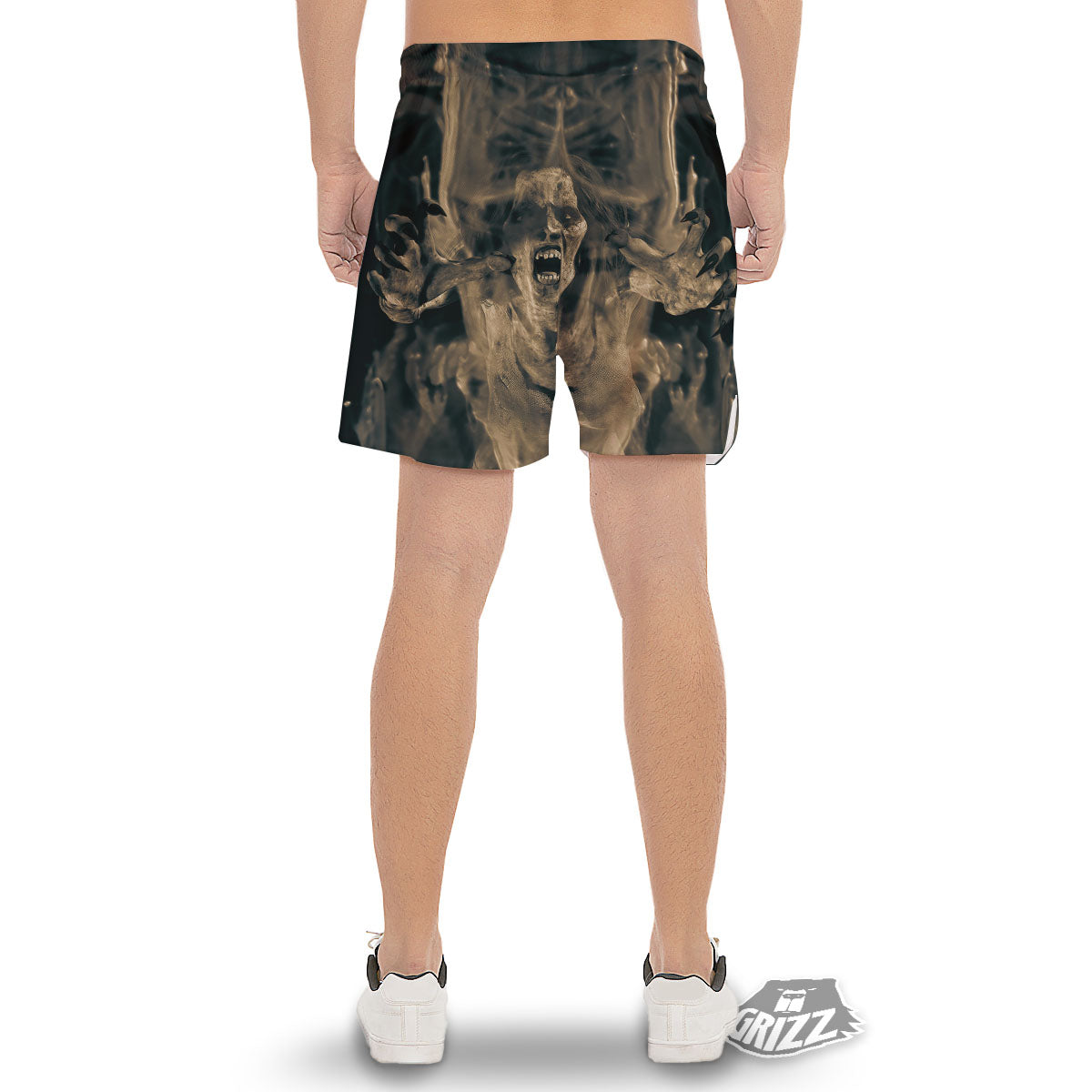 3D Screaming Ghost Horror Print Men's Gym Shorts-grizzshop