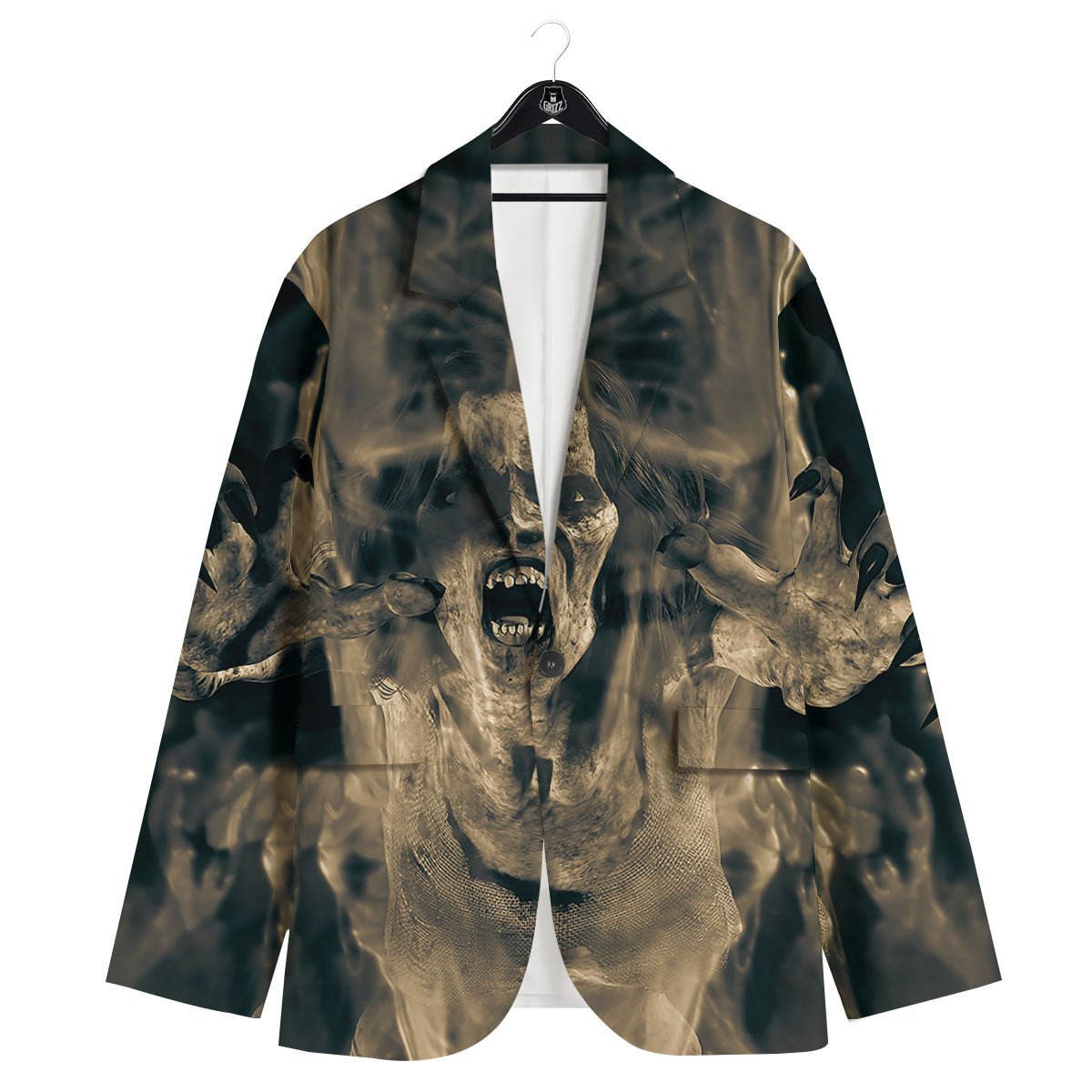 3D Screaming Ghost Horror Print Men's Sport Coat-grizzshop