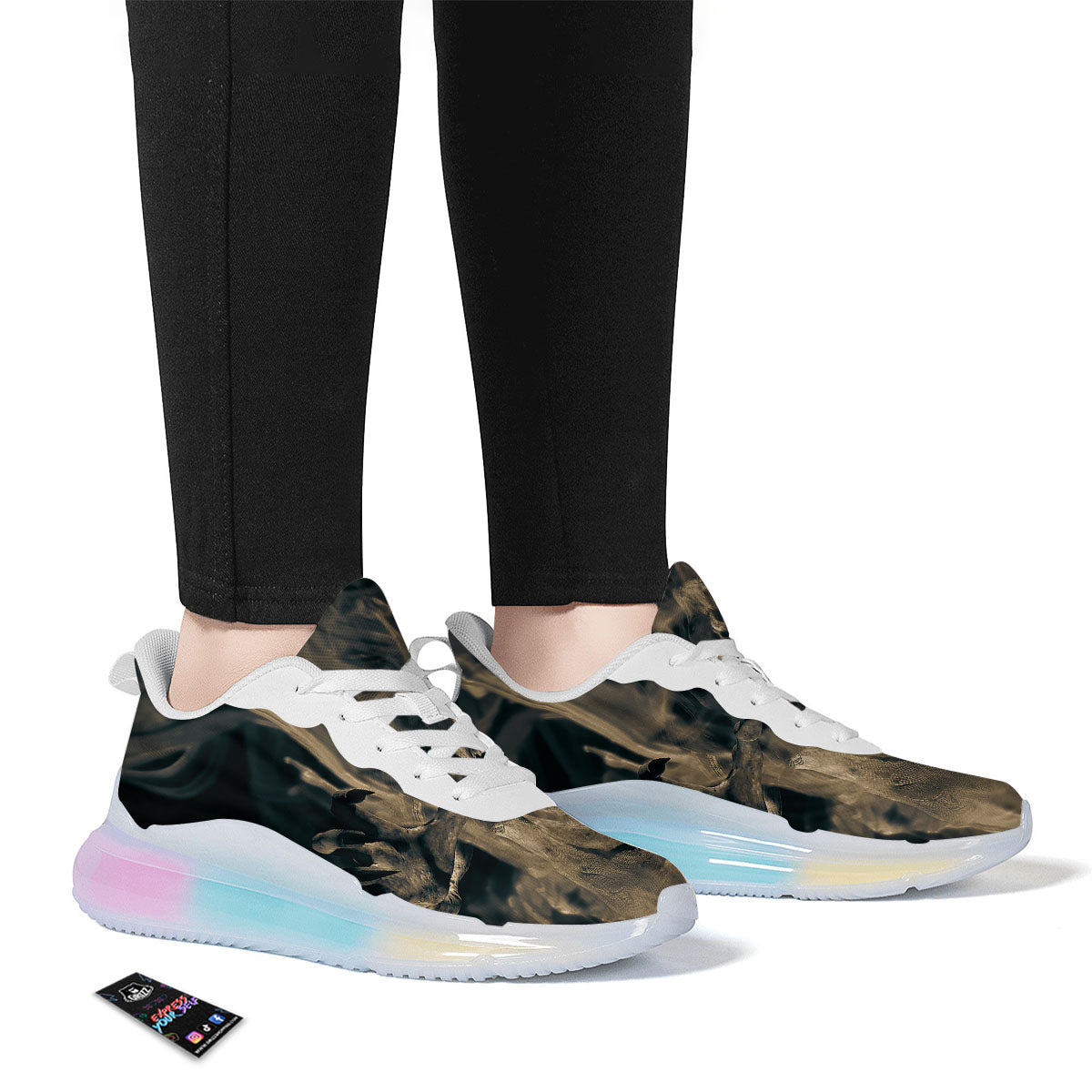 3D Screaming Ghost Horror Print Running Sneakers-grizzshop