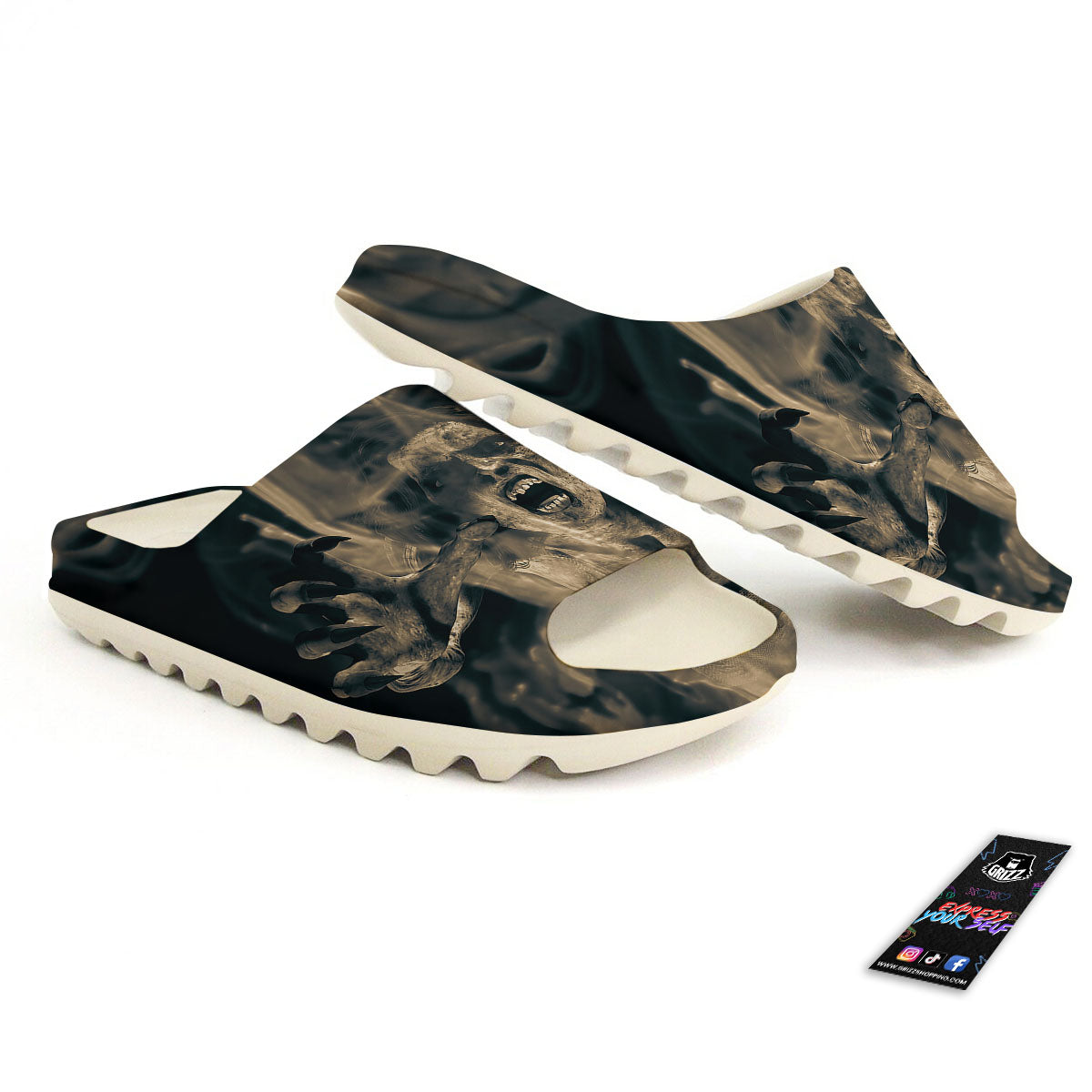3D Screaming Ghost Horror Print Sandals-grizzshop