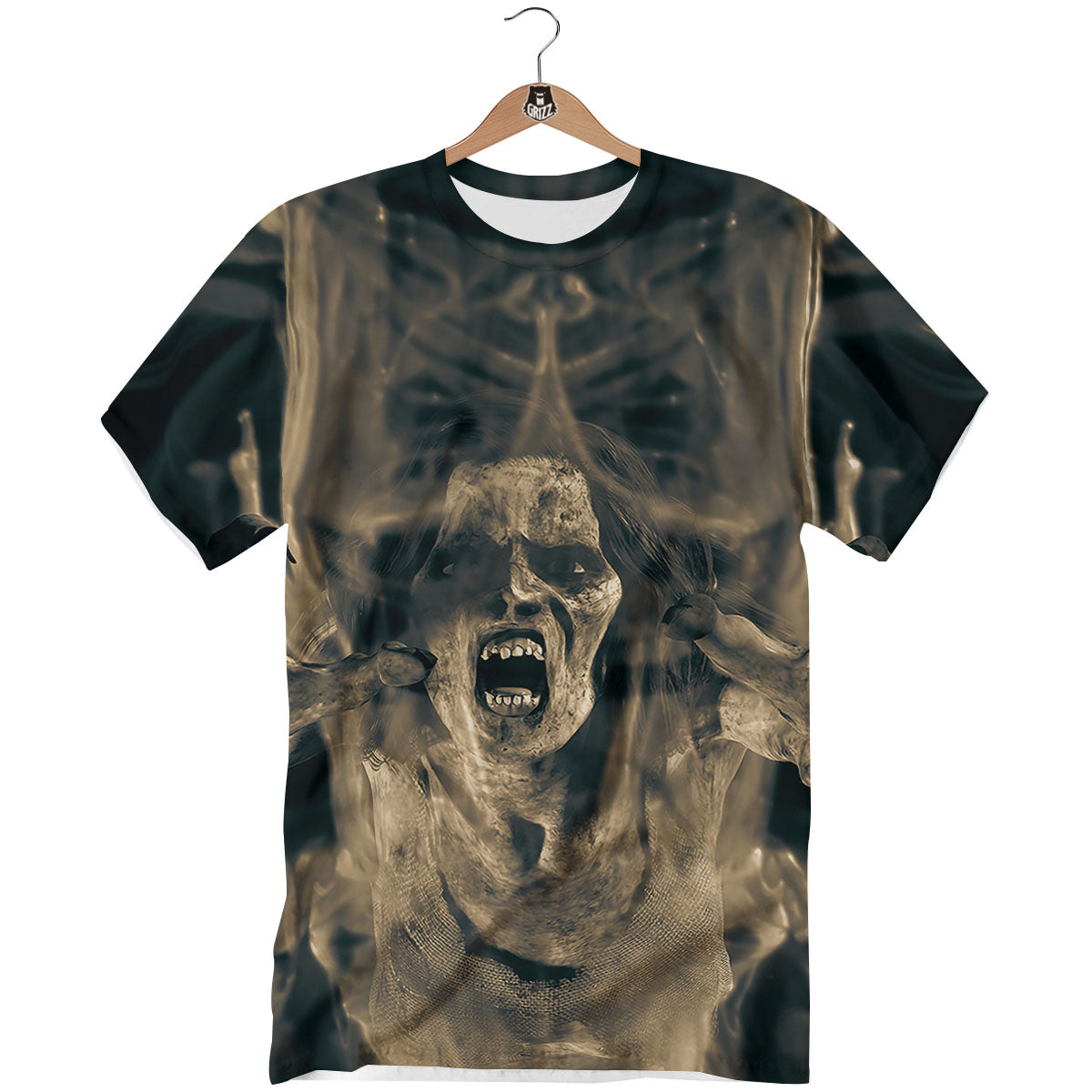 3D Screaming Ghost Horror Print T-Shirt-grizzshop
