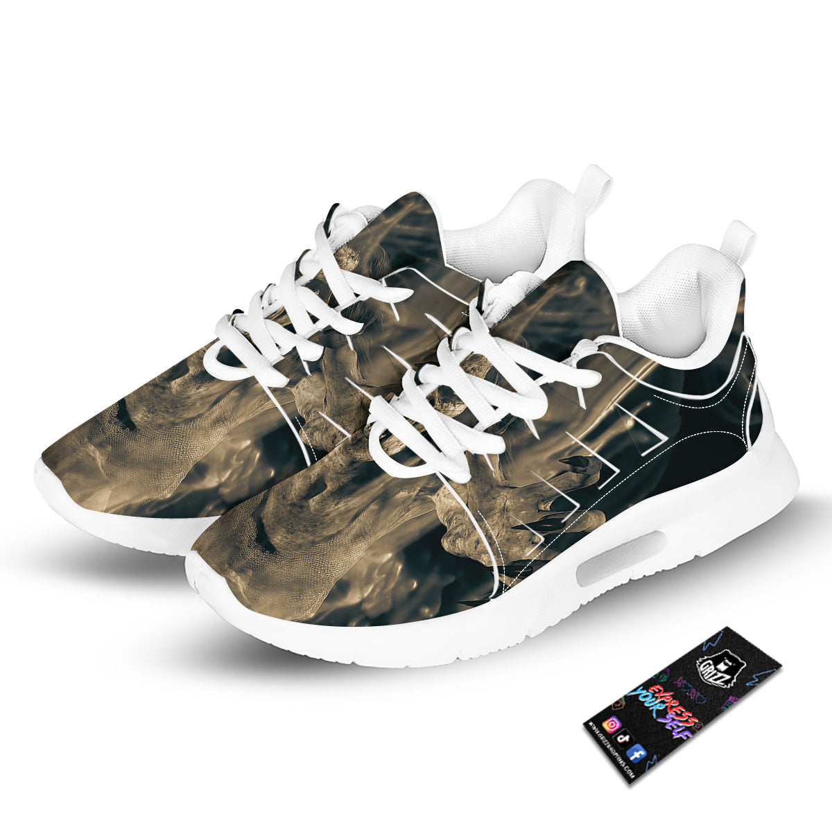 3D Screaming Ghost Horror Print Tennis Shoes-grizzshop