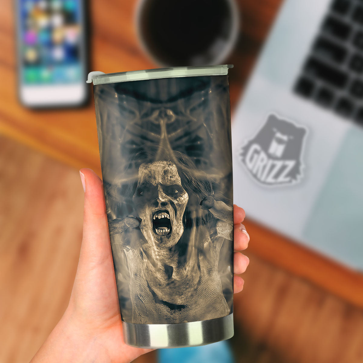 3D Screaming Ghost Horror Print Tumbler-grizzshop