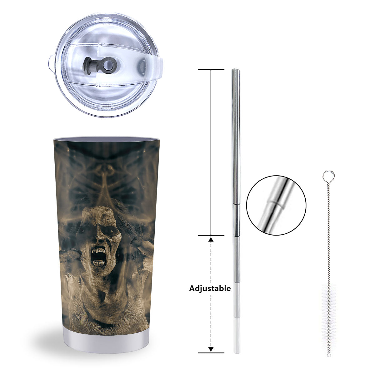3D Screaming Ghost Horror Print Tumbler-grizzshop