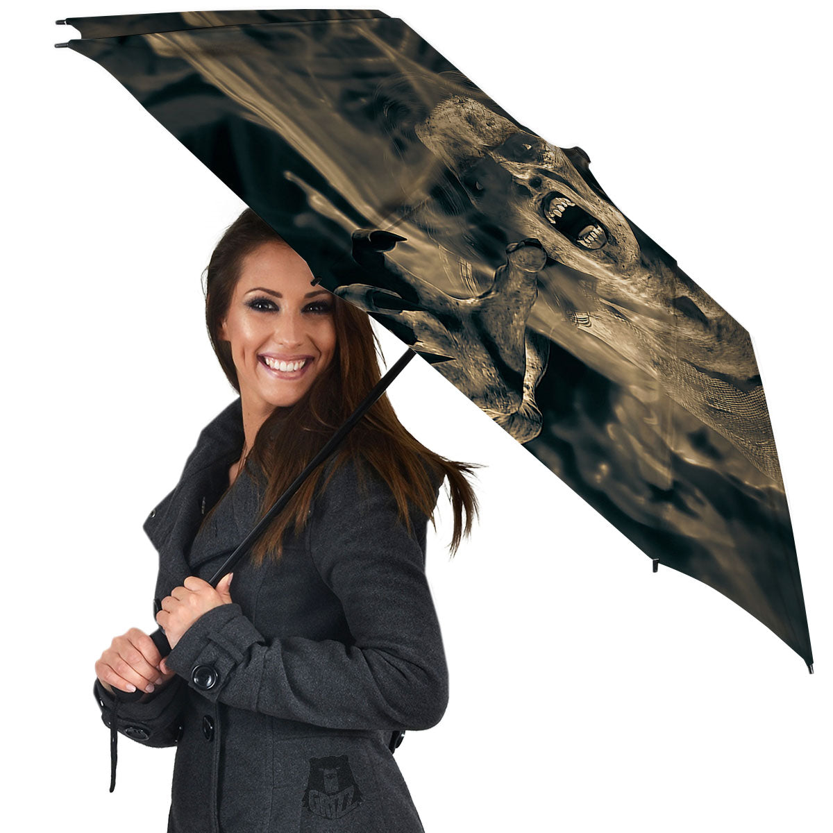 3D Screaming Ghost Horror Print Umbrella-grizzshop