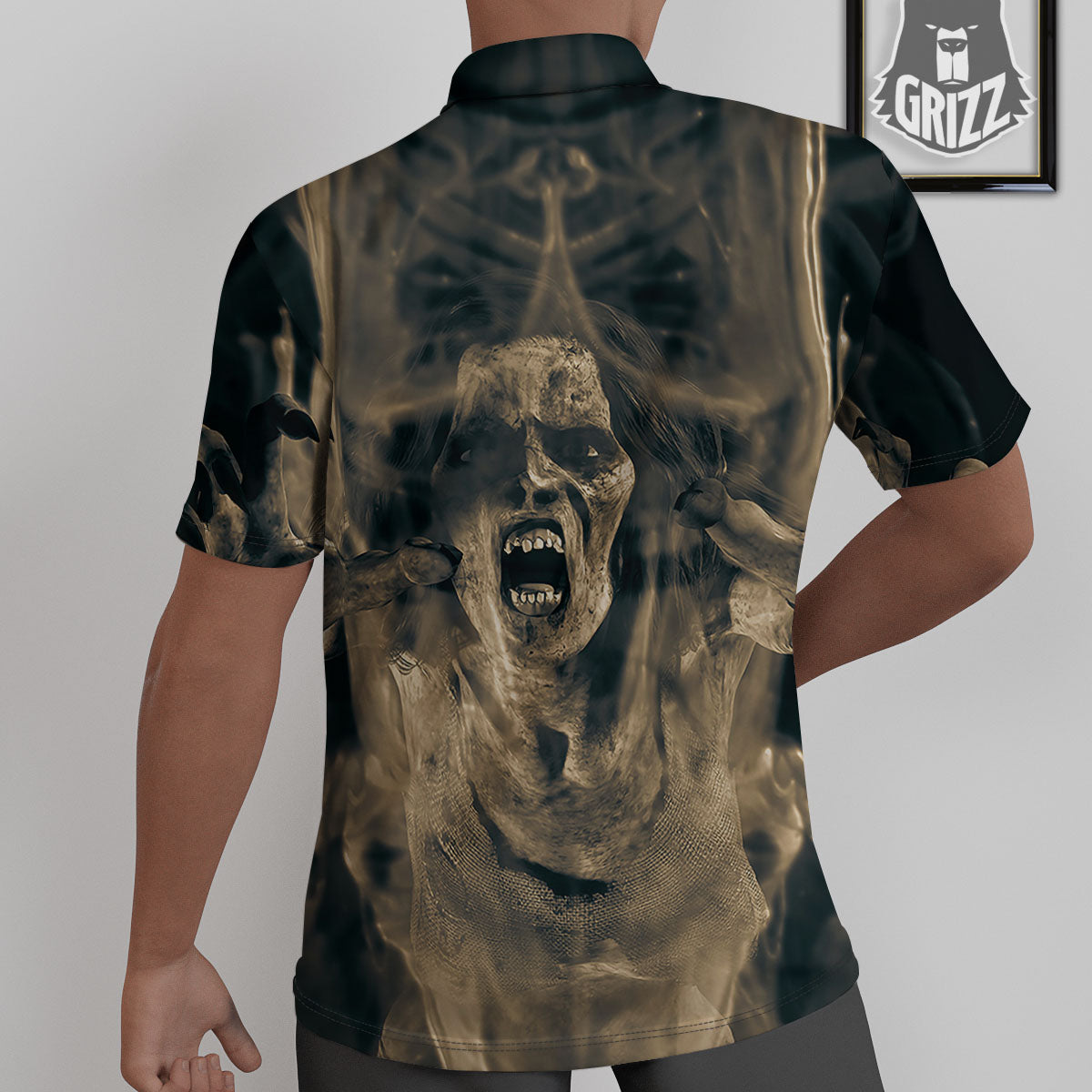 3D Screaming Ghost Horror Print Untucked Shirts-grizzshop