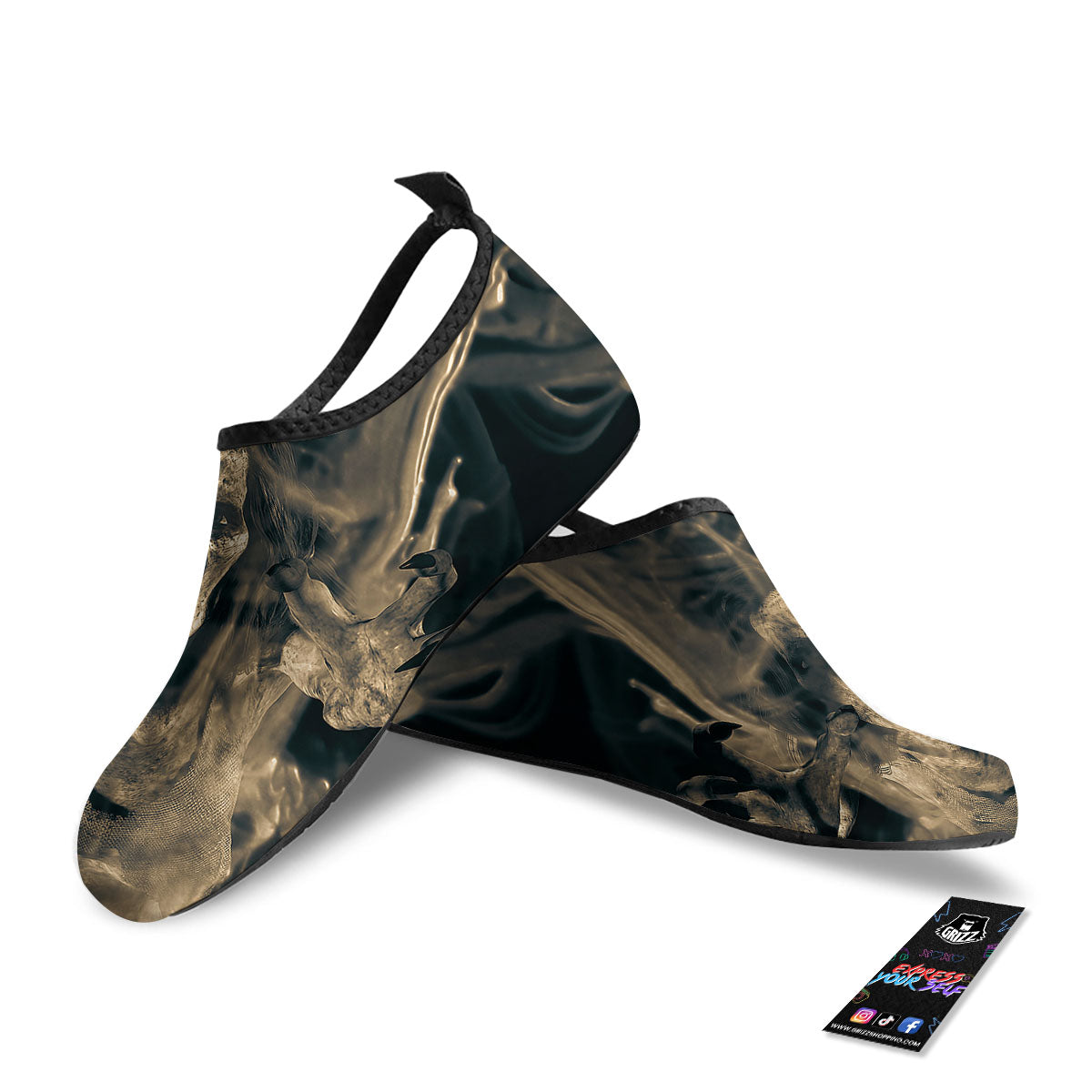 3D Screaming Ghost Horror Print Water Shoes-grizzshop