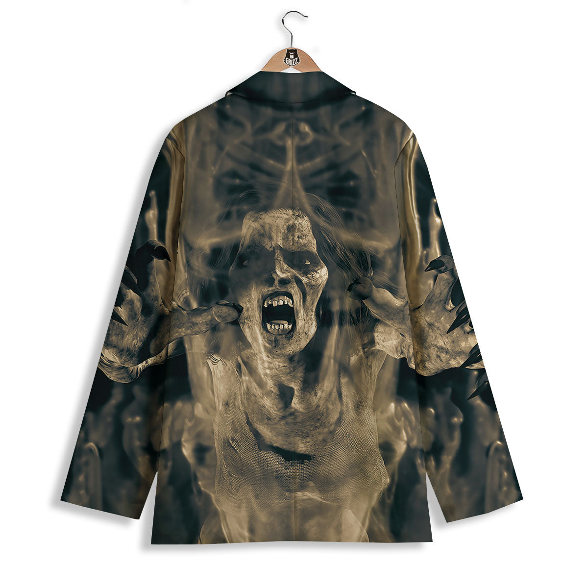 3D Screaming Ghost Horror Print Women's Blazer-grizzshop