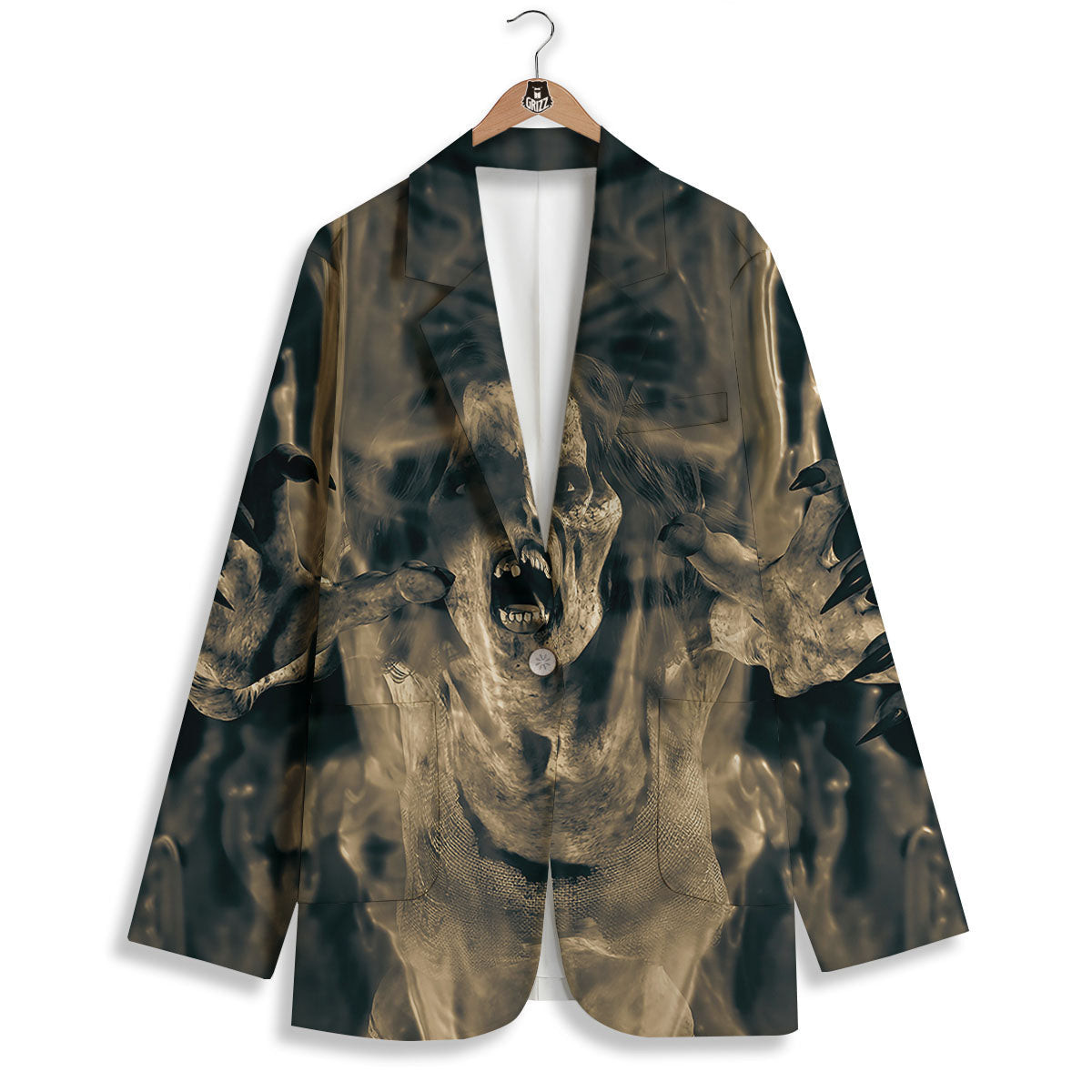 3D Screaming Ghost Horror Print Women's Blazer-grizzshop