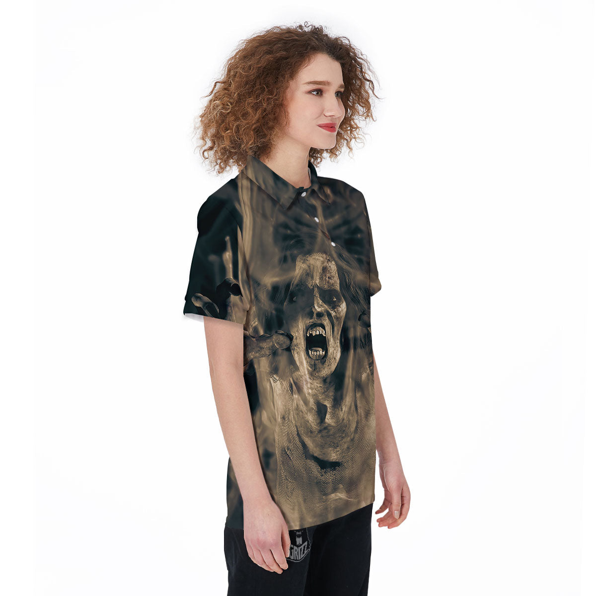 3D Screaming Ghost Horror Print Women's Golf Shirts-grizzshop