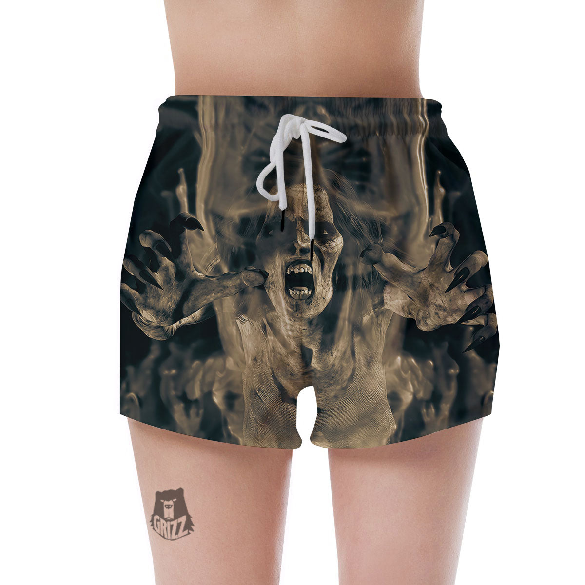 3D Screaming Ghost Horror Print Women's Shorts-grizzshop