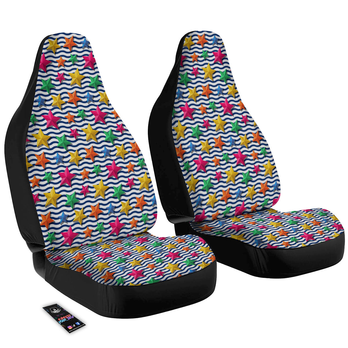 3D Stars And Blue Wave Print Pattern Car Seat Covers-grizzshop