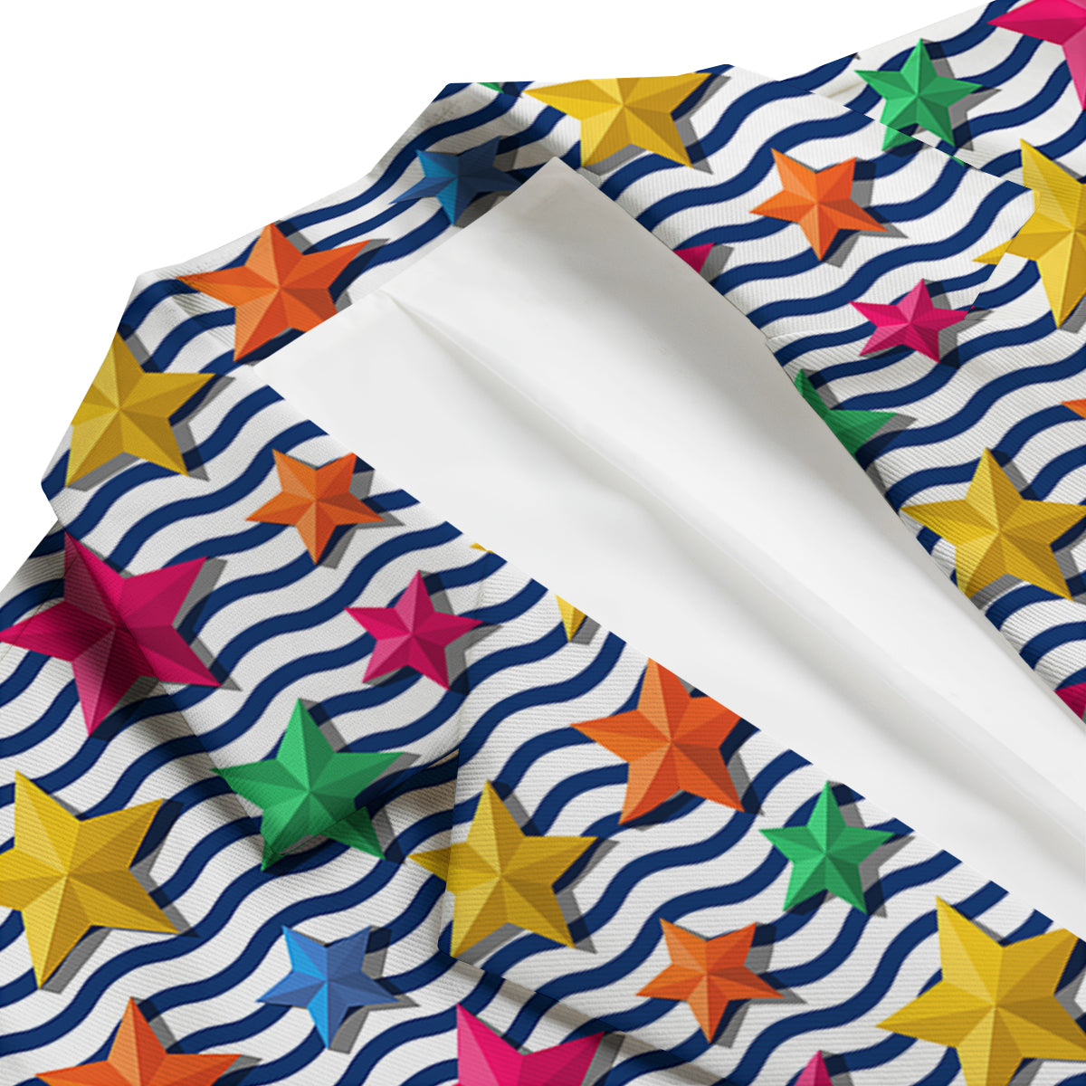 3D Stars And Blue Wave Print Pattern Men's Blazer-grizzshop