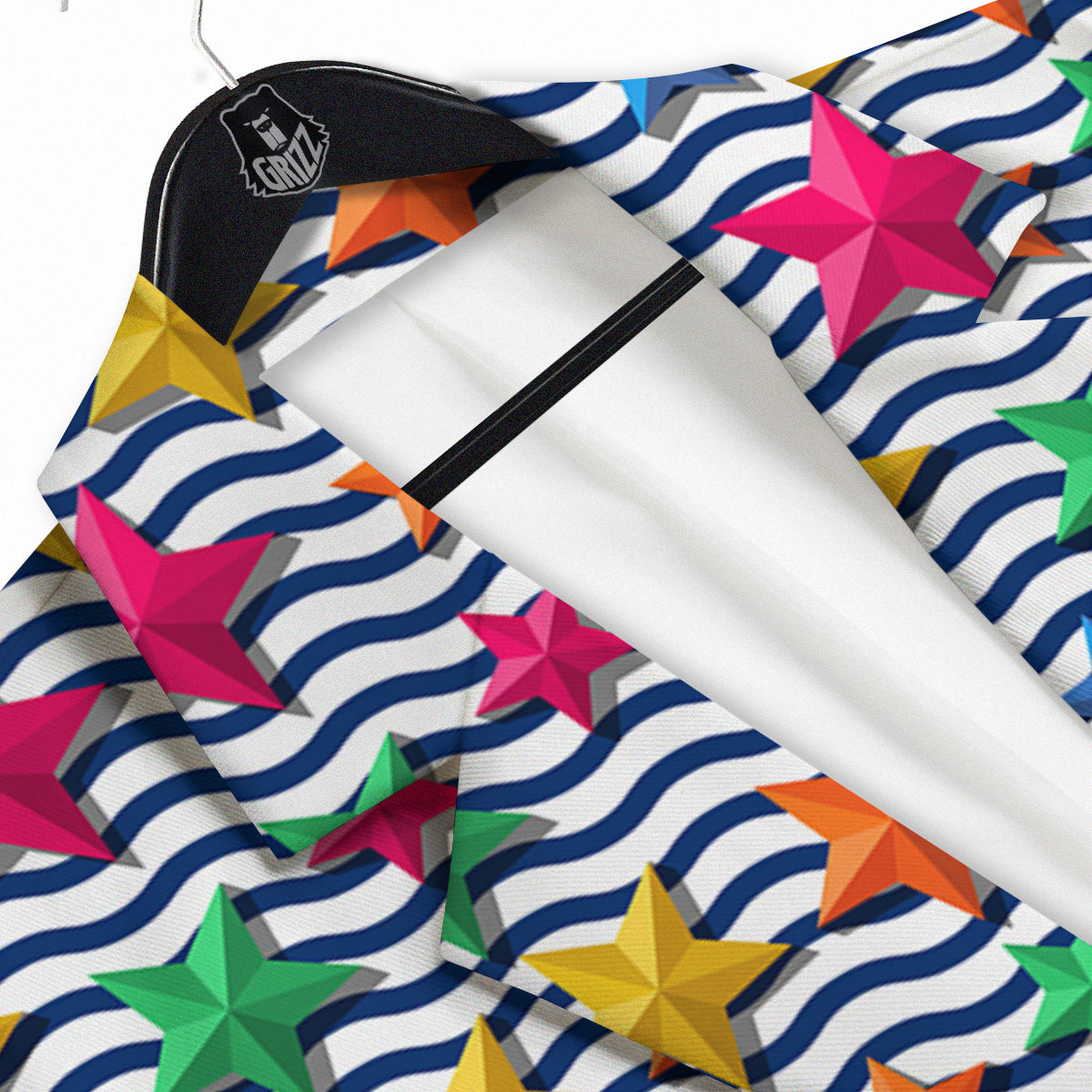 3D Stars And Blue Wave Print Pattern Men's Sport Coat-grizzshop