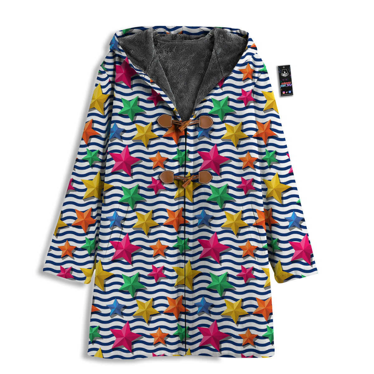 3D Stars And Blue Wave Print Pattern Men's Windbreaker Jacket-grizzshop
