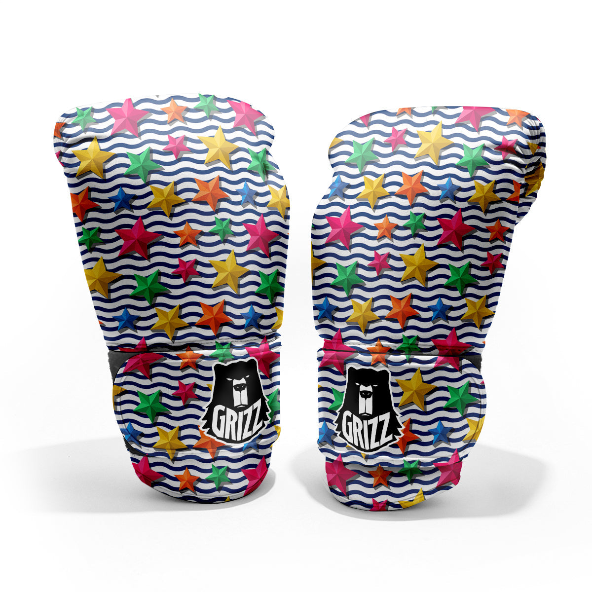 3D Stars And Blue Wave Print Pattern Pro Boxing Glove
