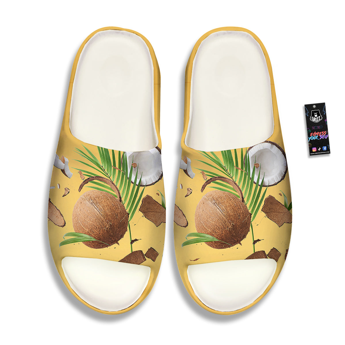 3D Coconut Print Sandals-grizzshop