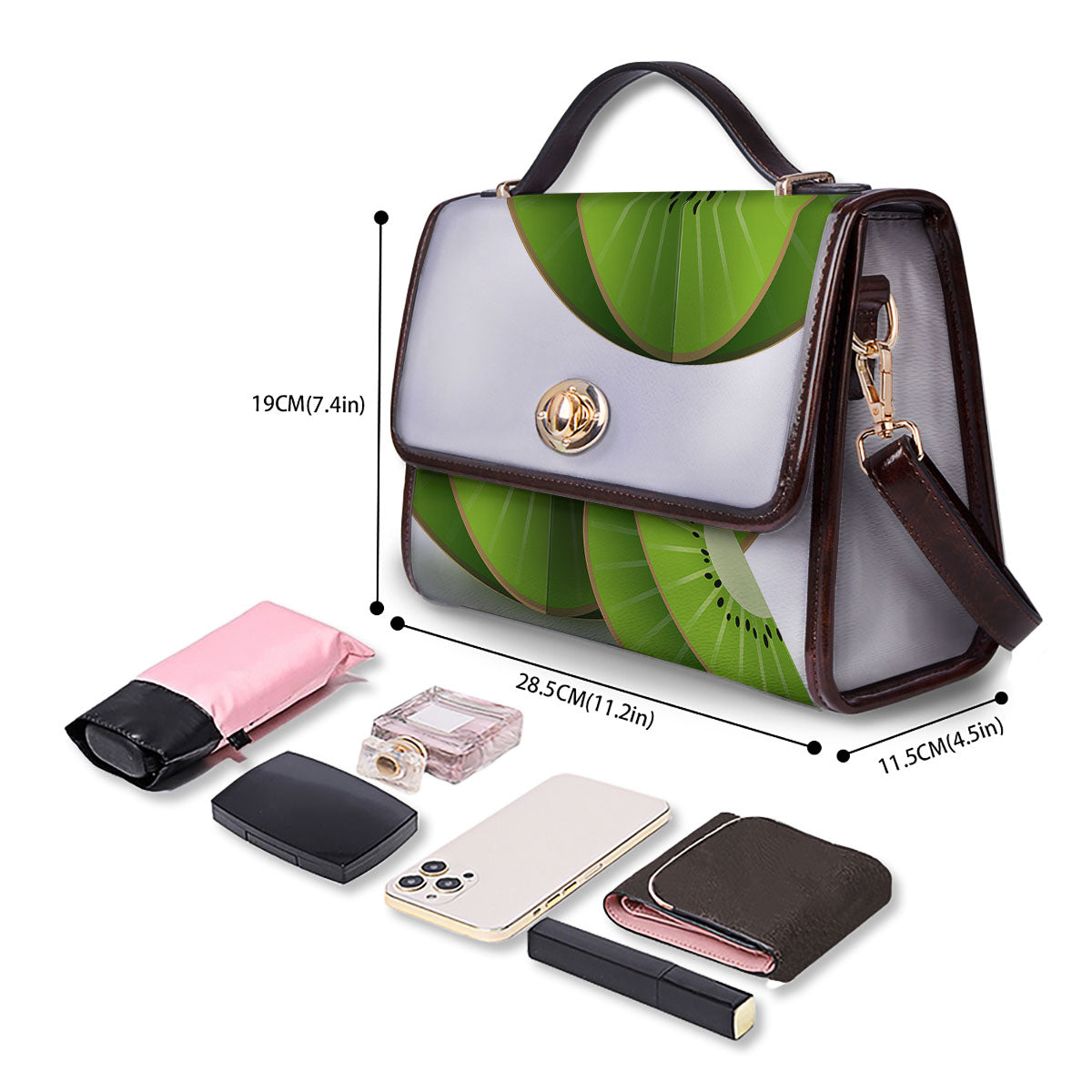 3D Kiwi Print Women's Satchel Bag