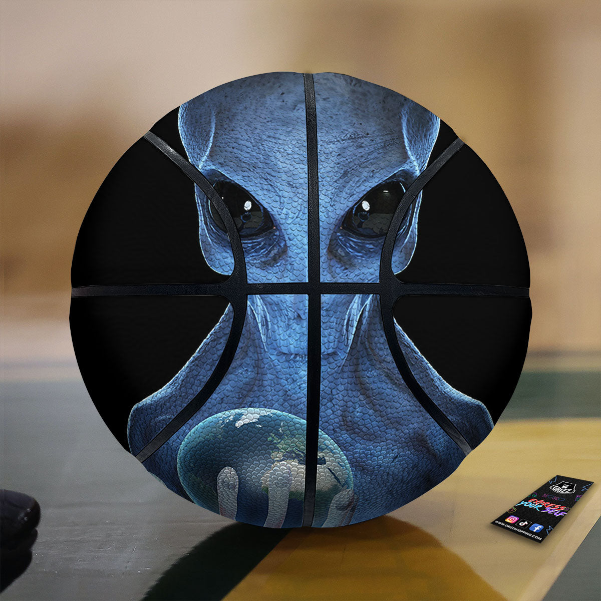 3D Scary Alien Grey Print Basketball